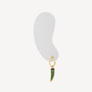 Horn Earring Yellow Gold Emeralds Black Diamonds