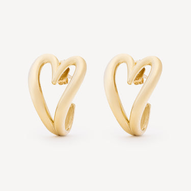 Huggie Open Heart Earrings Yellow Gold