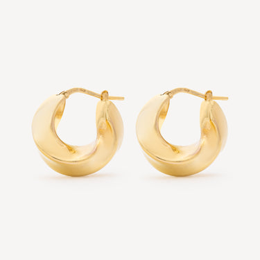 3/4 Twist Huggie yellow gold hoop earrings