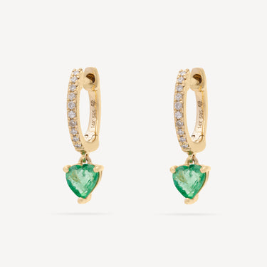 Huggie Pavé Diamonds Emerald Earrings
