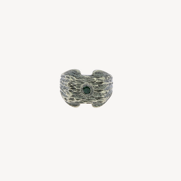 Silver 1 Emerald Chevalière Ring