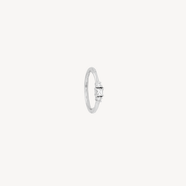 Piercing Hoop 11mm White Gold Princess Diamond 2x2mm