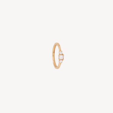 Piercing Hoop 11mm Rose Gold Princess Diamond 2x2mm