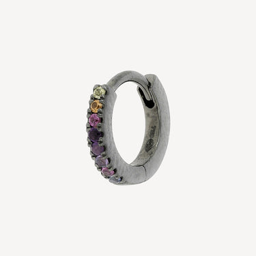 Piercing Hoop 6.5mm Black Gold Half Pave Multicolored