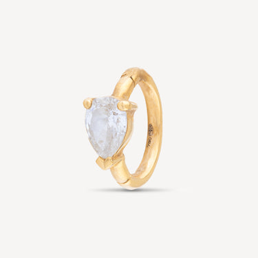 Piercing Hoop 6.5mm Yellow Gold Diamond Pear 4.5x3mm