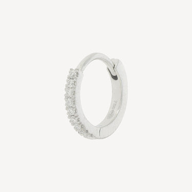 Piercing Créole 8mm Or Blanc Demi Pavée