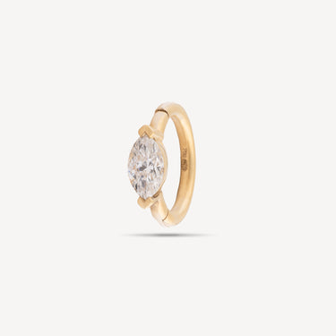 Piercing Hoop 8mm Yellow Gold Diamond Marquise Invisible Set 4.5x2mm