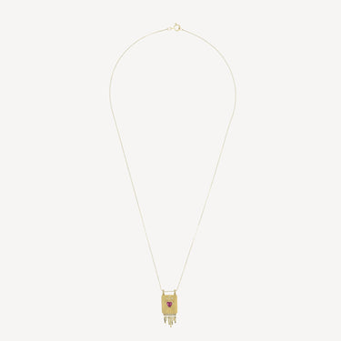 Heart Tourmaline Solid Gold Plate necklace