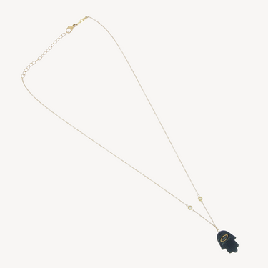Onyx hamsa ruby marquise necklace