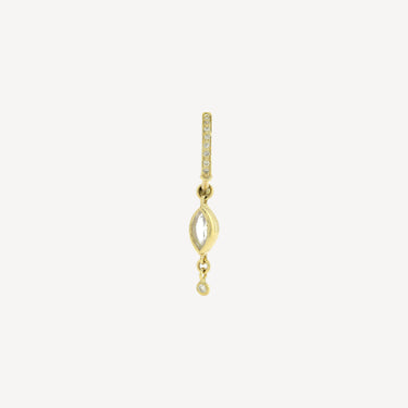 Earring Marquise Moonstone and Diamonds Single Hoop