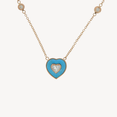 Turquoise heart necklace with diamond