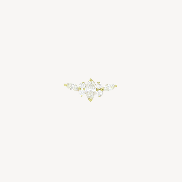 Piercing Stud Curved GM Marquises and Yellow Gold Diamonds