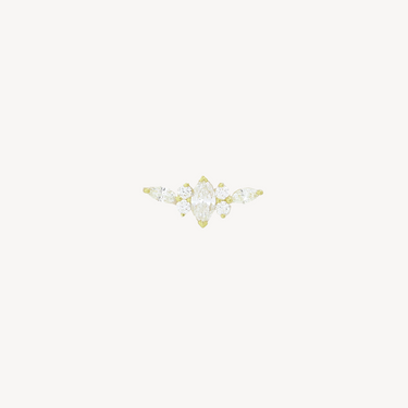 Piercing Stud Curved GM Marquises and Yellow Gold Diamonds