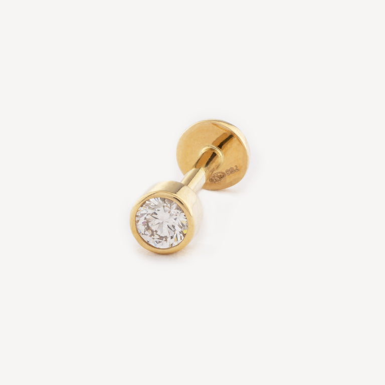 Piercing Stud Yellow Gold Diamond 2.5mm Closed Set