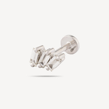 Piercing Stud White Gold Trilogy Diamonds Baguettes