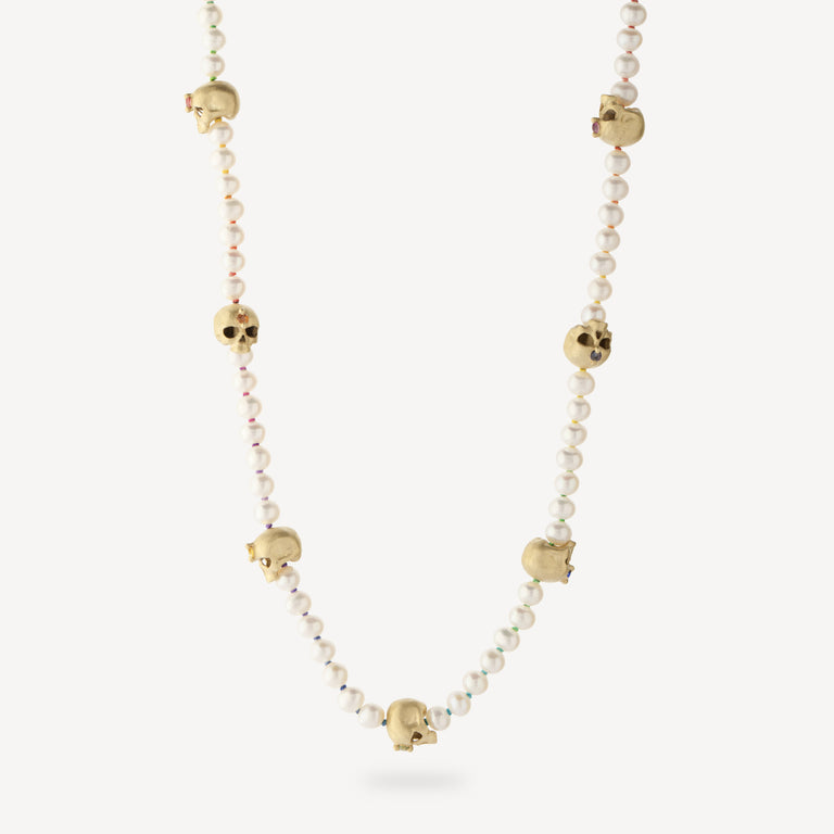 Skull Hopes & Dreams White Pearl Necklace
