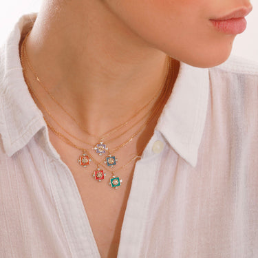 Blue Yantra Third Eye Chakra and Trillion Diamond necklace
