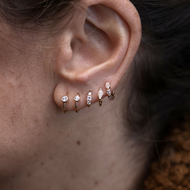 Piercing Hoop 6.5mm Yellow Gold Diamond 2mm