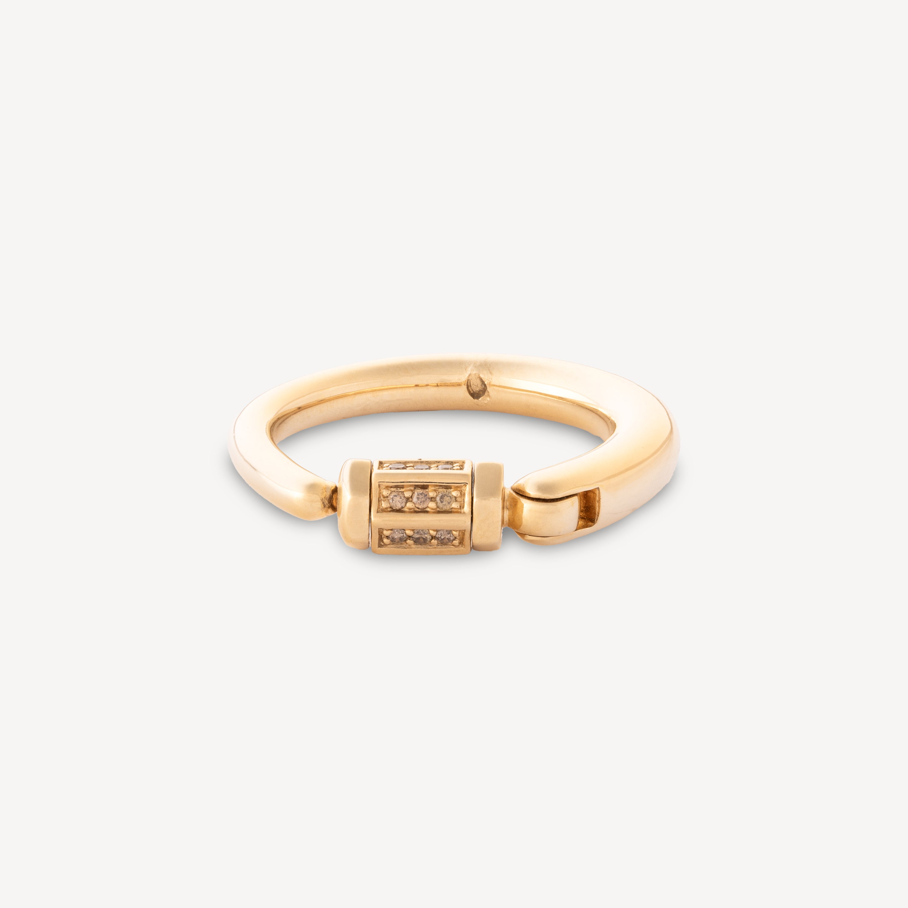 Sechseckiger Ring aus Gelbgold mit Pavé-Diamant-Schraubenmine