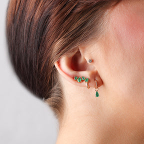 Créole 6.5mm Or Jaune Poire Emeraude 4.5x3mm