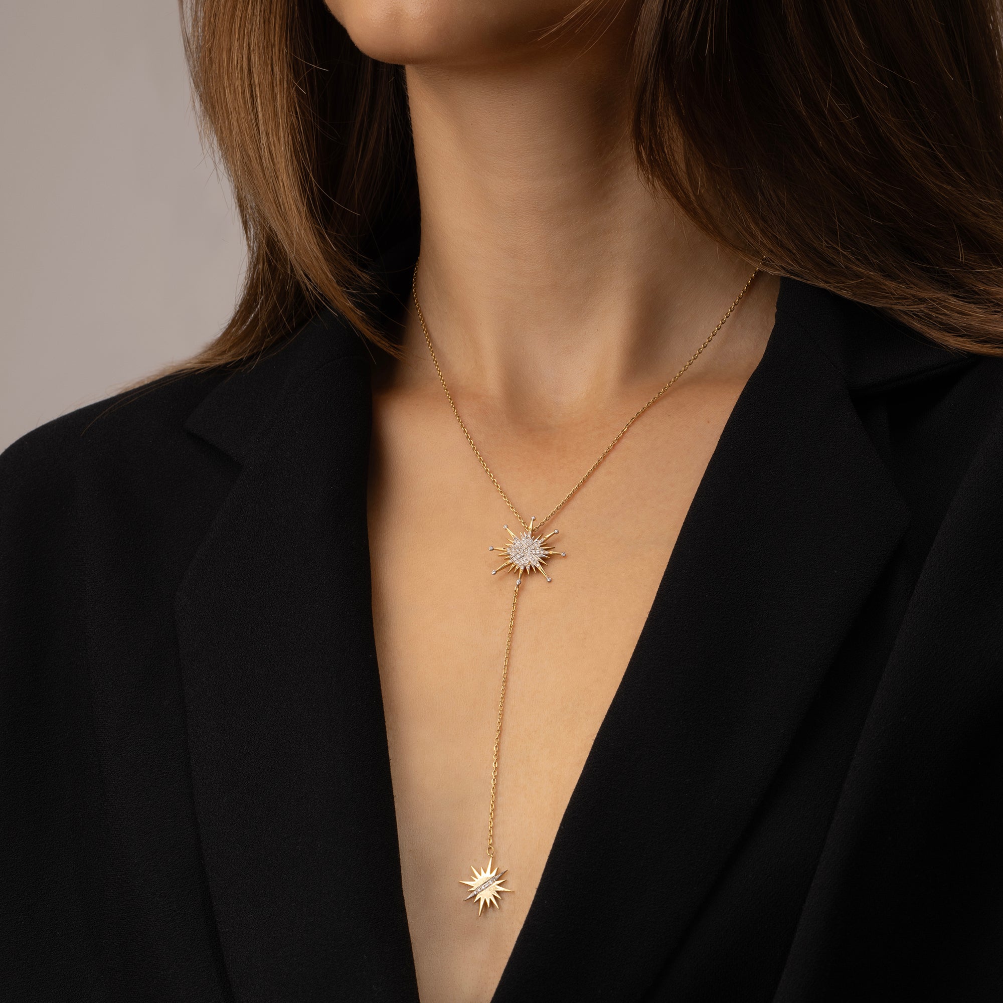Diamond Splash with Dangling Pendant Necklace