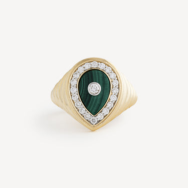YG DIAMOND MALACHITE RING