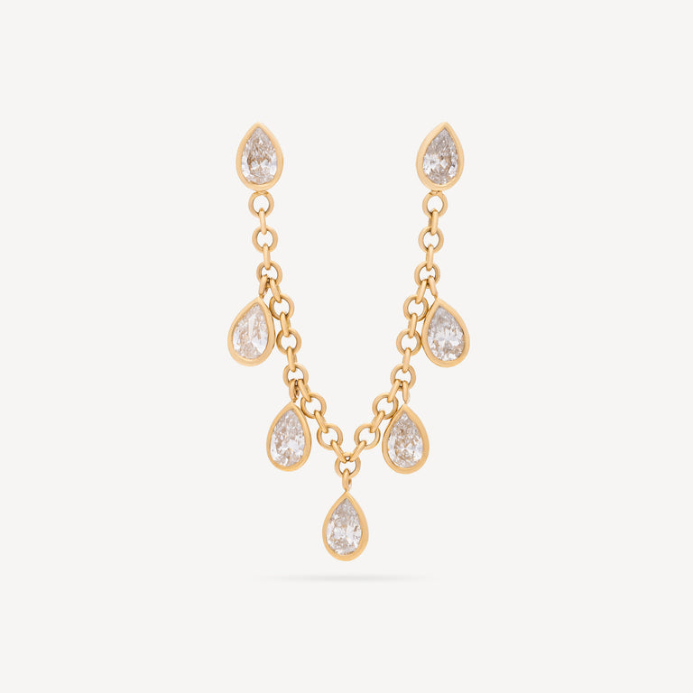Boucle d'Oreille Candie Drop Marquise Double Piercing