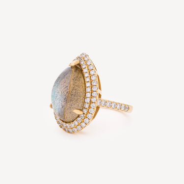 Bague Double Halo Teardrop