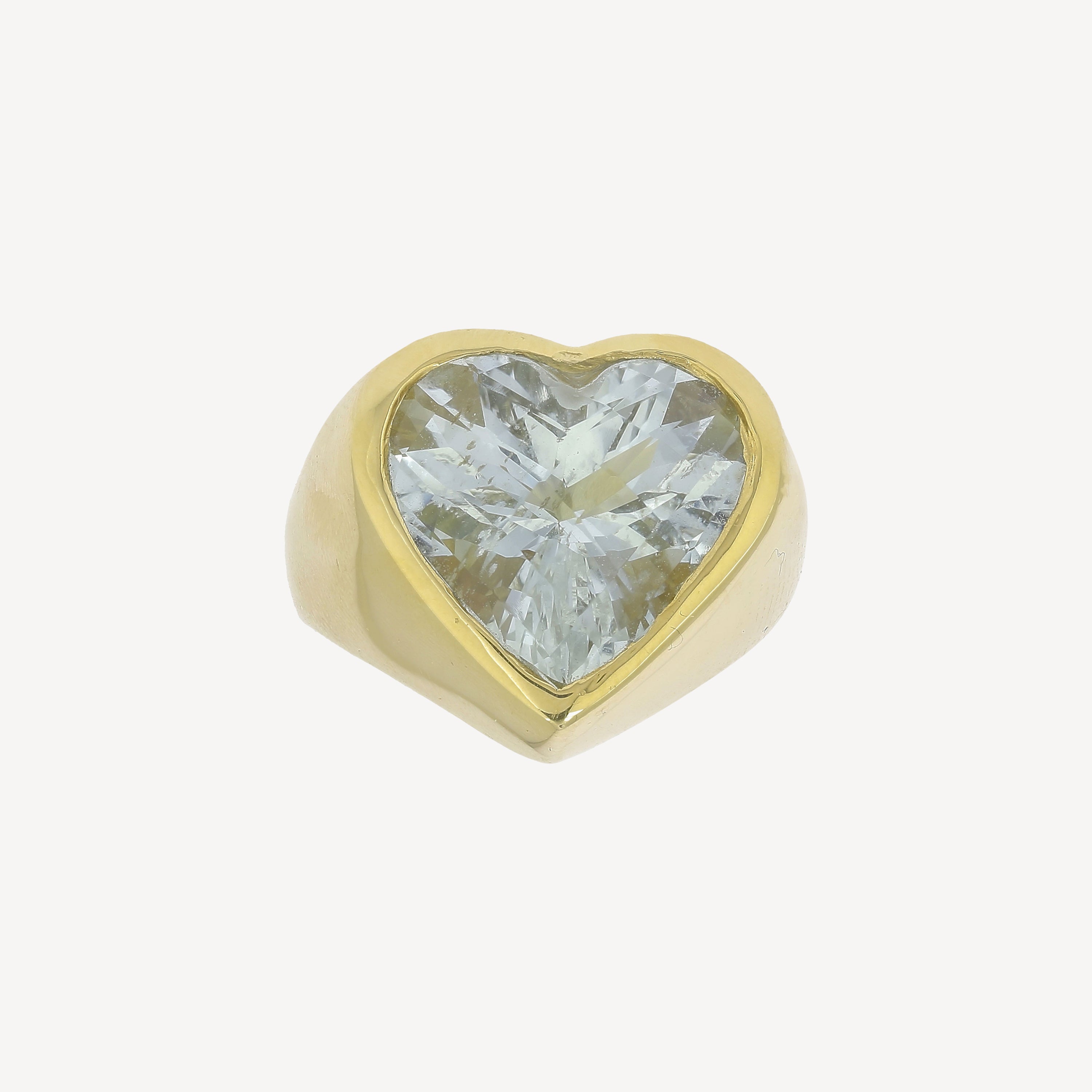 Yellow Gold Aquamarine Heart Ring