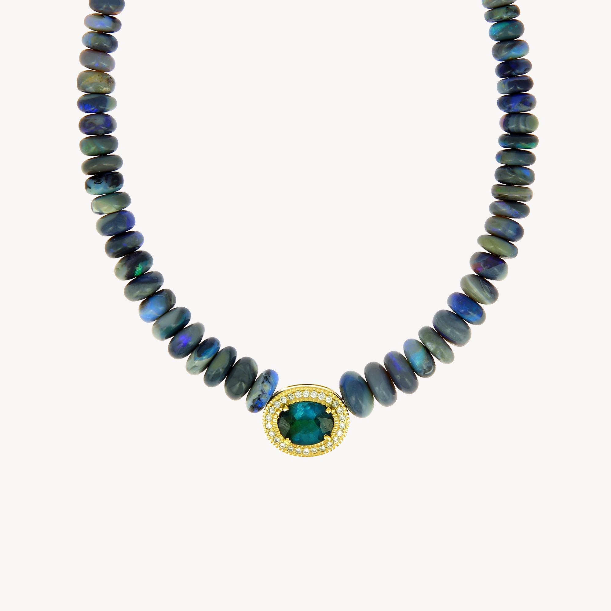 Halskette aus blauem Turmalin und blauem Opal