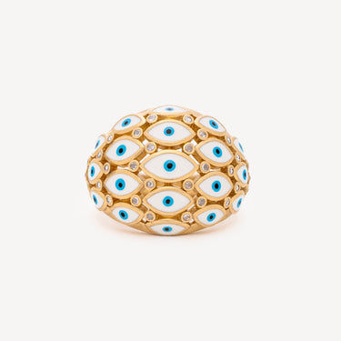 Bague Dôme Œil Or et Diamants