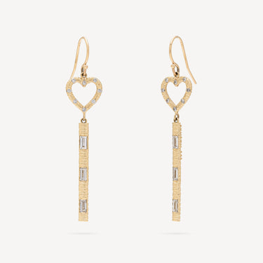 Open Heart Diamond Drop Earrings