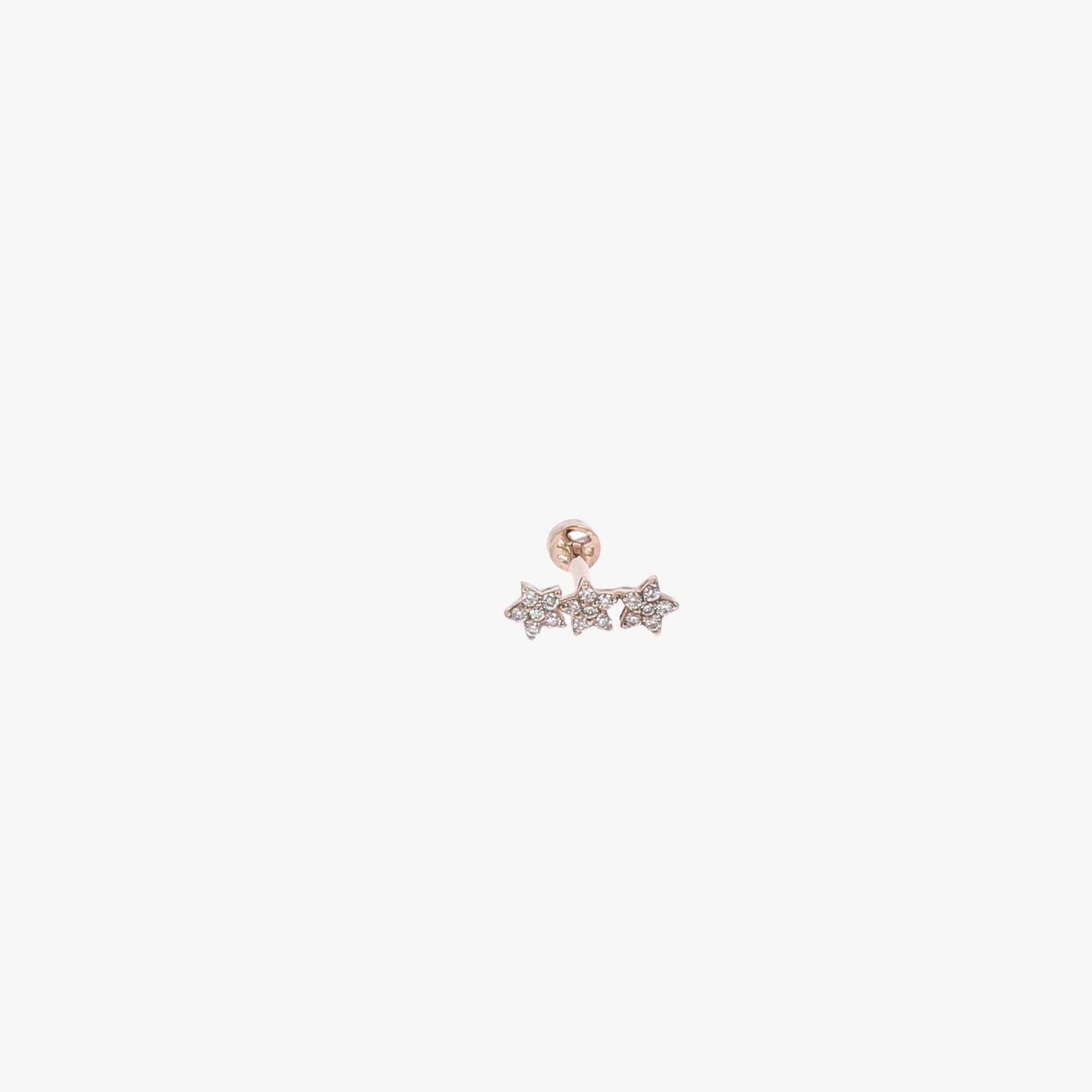 Rose Gold 3 Stars Earring 