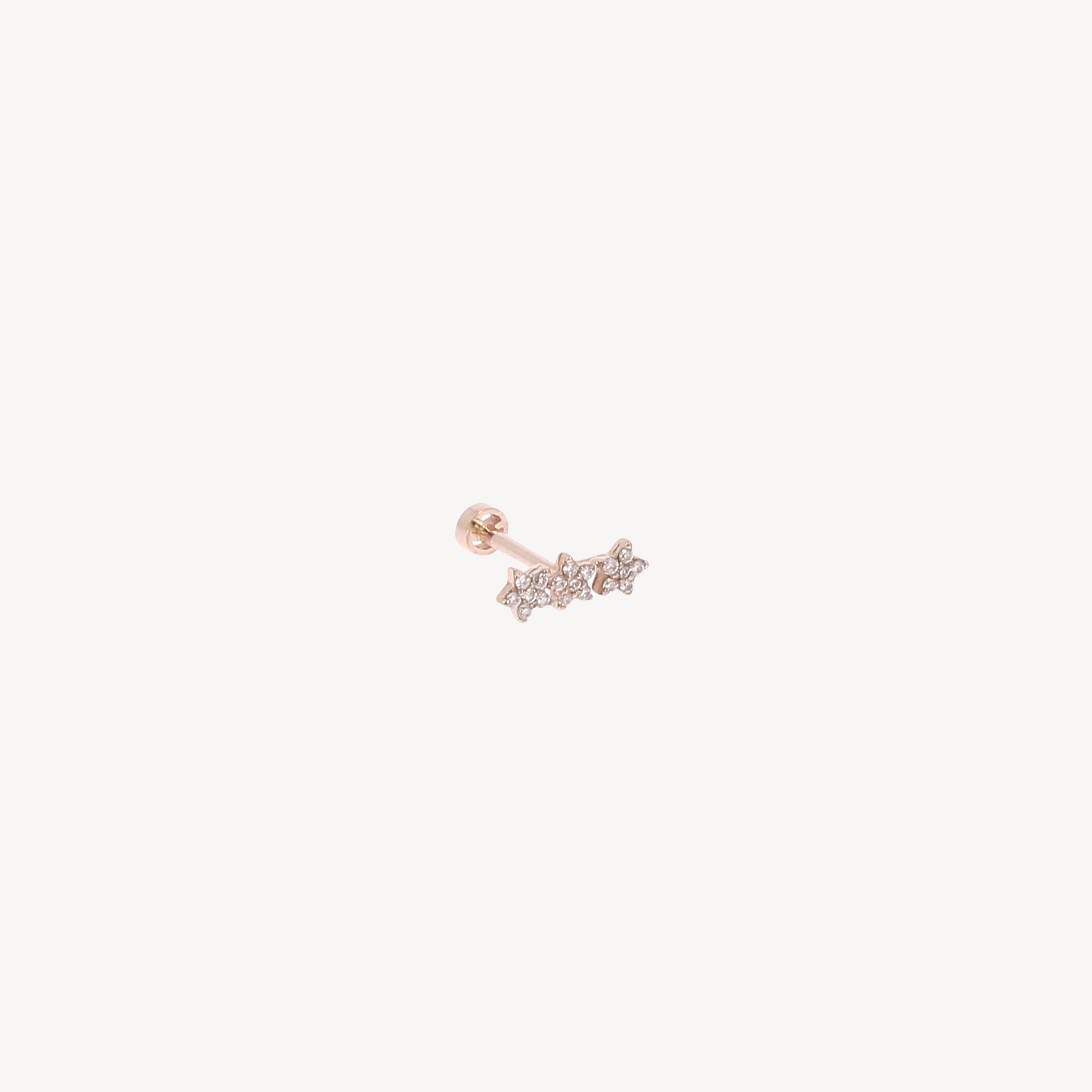 Rose Gold 3 Stars Earring 