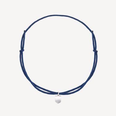 Bracelet Cordon Marine et Blason Or blanc