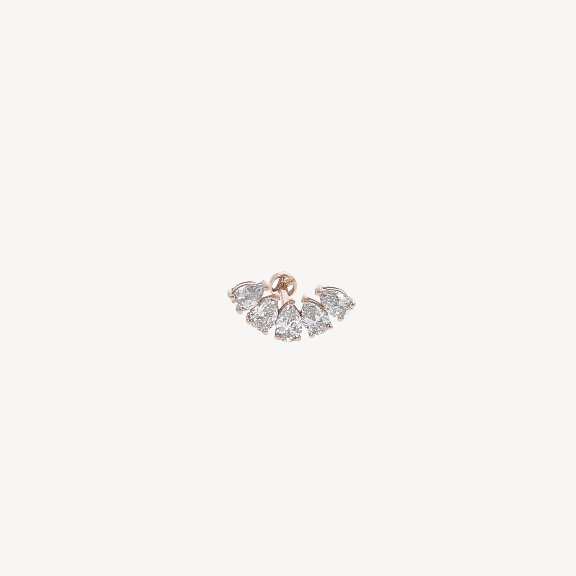 Roségoldener Diamant-Ohrring in Birnenform