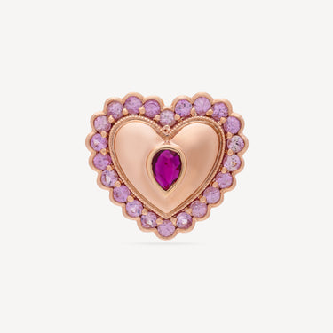 Vintage Pink Button Heart Stud