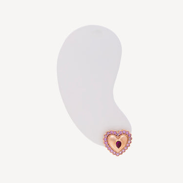 Vintage Pink Button Heart Stud