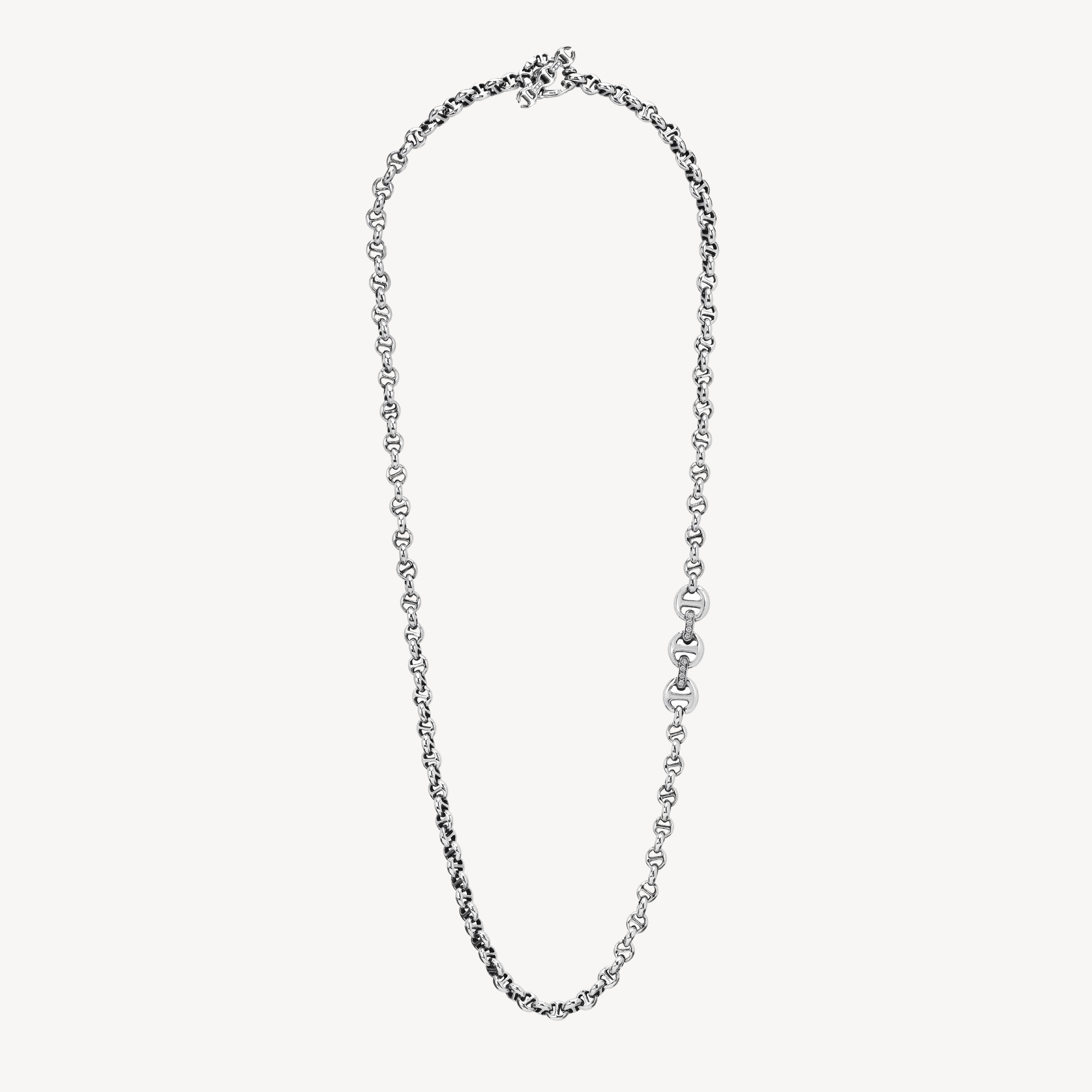 Silver and  5 mm Diamond Necklace