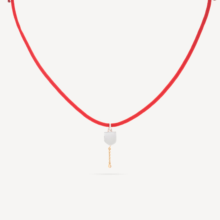 Collier Blason M Rouge Or Diamant Charm Shine Baby