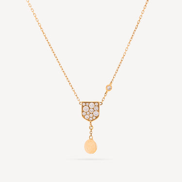 Collier Chaine Blason M Pavé Diamants Charm Disco