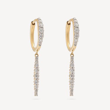 Thin Gradient Pavé Hanging Hoop Earrings