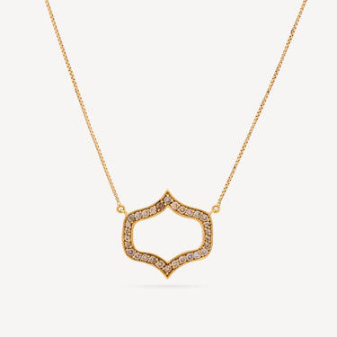 Collier Médaillon Diamants Brun