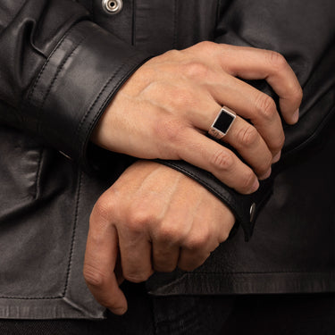 Bague Rectangulaire Argent Onyx