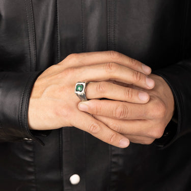Bague Geologic Argent Malachite