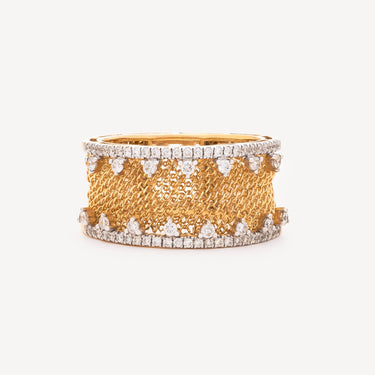 Bague Bandeau Dentelle Or Diamant