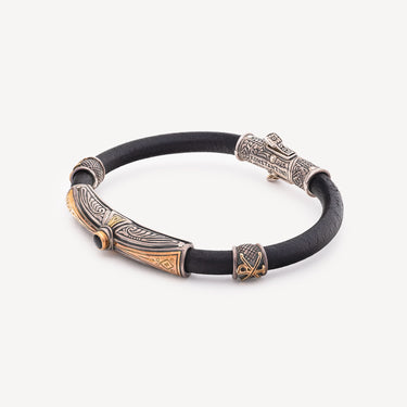 SILVER GOLD ONY LEATHER BRACELET