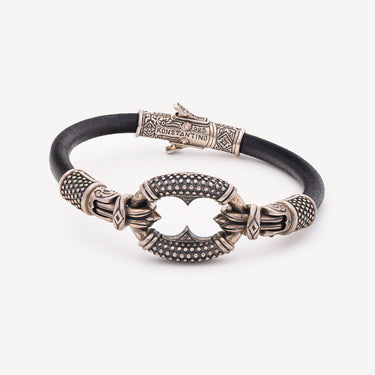 Bracelet Cuir et Argent Noir