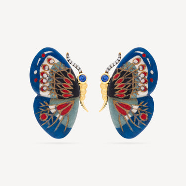 Boucles d'Oreilles Marquetry Butterfly Blue