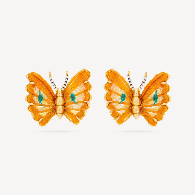 Boucles d'Oreilles Horse Mane Butterfly Orange